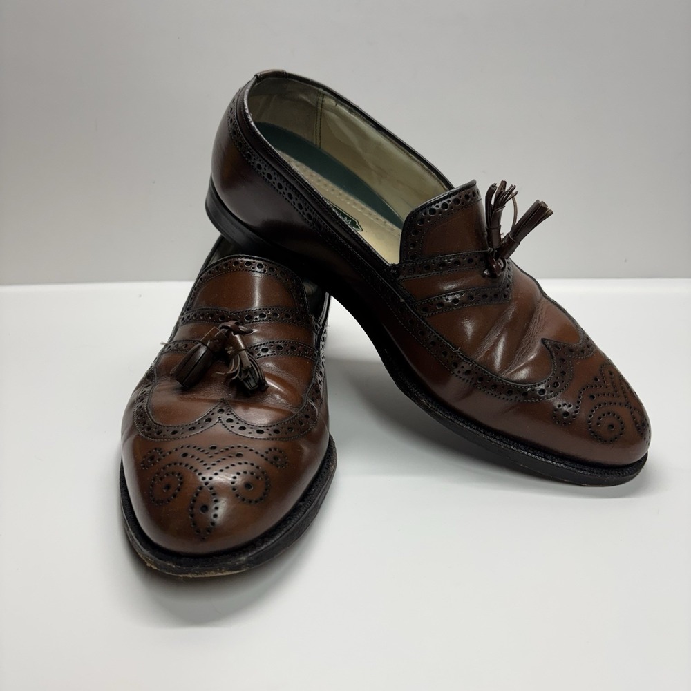 Florsheim Imperial 93050 Mens 9.5 D Brown Leather Wingtip Tassel Loafers USA